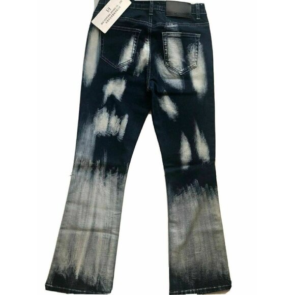 Hez Ventures Womens Blue Painted Cropped Jeans 26 - Picture 6 of 9